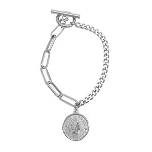 Adornia Elizabeth coin silver mixed chain bracelet NWOT size small womens